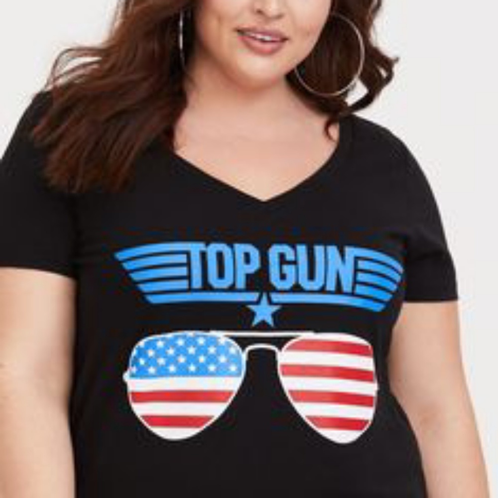 Torrid BLACK TOP GUN V-NECK SLIM FIT TEE